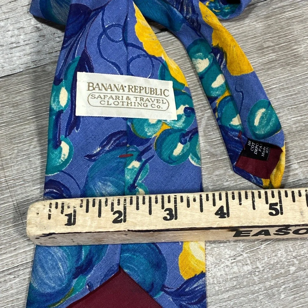 Banana Republic Necktie Men's Safari Floral Cotton Blue‎ Yellow